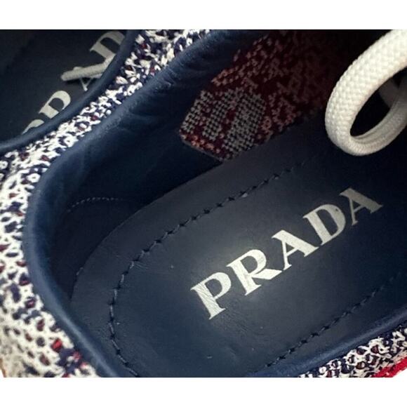 Prada Prax 01 Knit Sneakers Size 39 Red Blue Rare Luxury Trainers - Picture 6 of 8